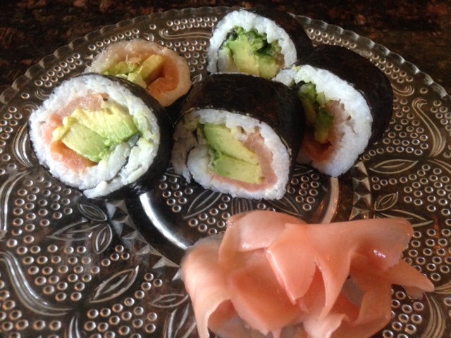 Smoked salmon and avocado nori rolls